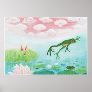 A Frog hoppar till dammbilden Poster