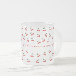 A frosted glass mug with cherry pattern  frostad glasmugg