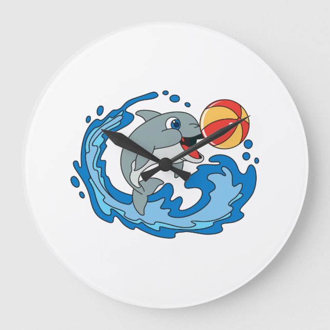A funny dolphin wall clock as a gift stor klocka (Framsida)