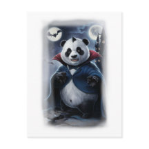 A Funny Panda Dracula on a White