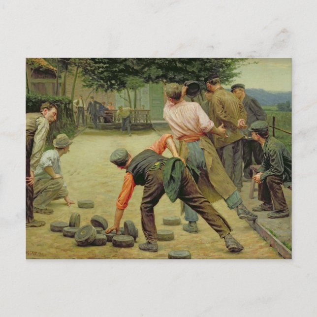 A Game of Bourles in Flanders, 1911 Vykort (Framsida)