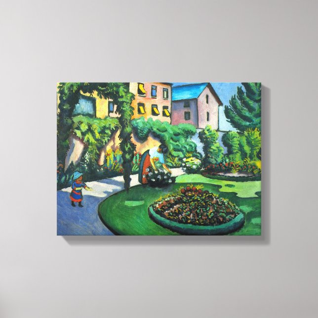 A Garden, Gartenbuilding by August Macke, Vintage  Canvastryck (Framsida)