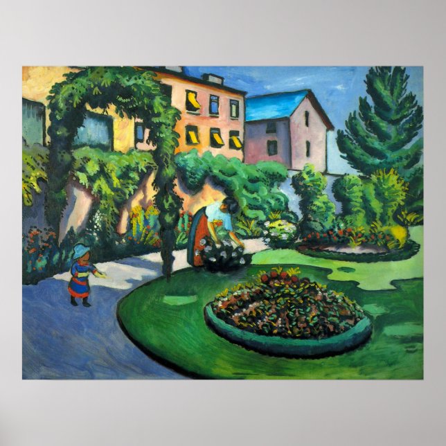 A Garden, Gartenbuilding by August Macke, Vintage  Poster (Framsidan)