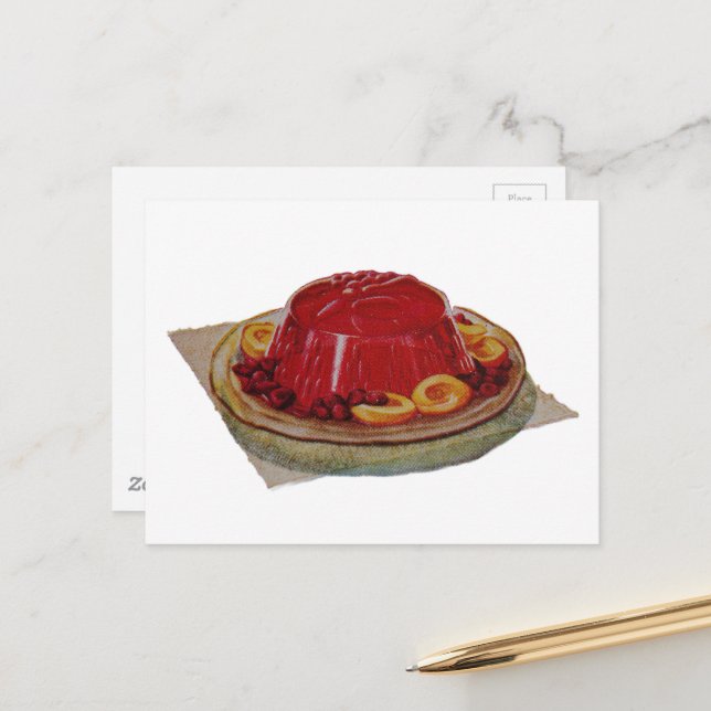 A gelatin and fruit dessert from 1930 vykort (Fram/Back In Situ)