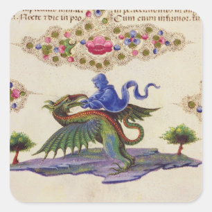 A Genie och Winged Monster Fyrkantigt Klistermärke