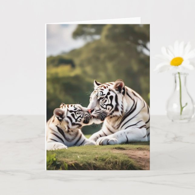 A Gentle Bond – White Tigers Greeting Card Kort (Liten växt)