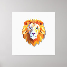 A GEOMETRIC LION Faux Canvas Print
