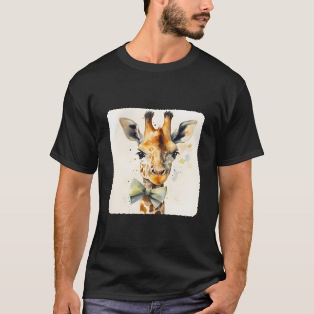 A Giraffe With A Bow Tie Fashion Fashionable Anima T Shirt (Framsida)