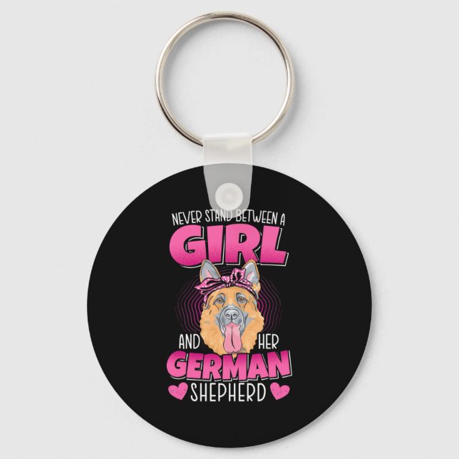 A Girl and German Shepherd Nyckelring (Framsida)