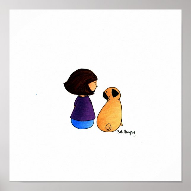 A Girl and Her Pug (brunettversion) Poster (Framsidan)