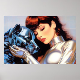 A Girl and Her Robot Hund airbrush art Poster