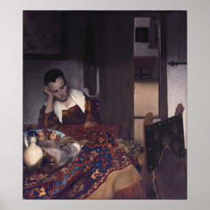 A Girl Asleep by Johannes Vermeer Poster