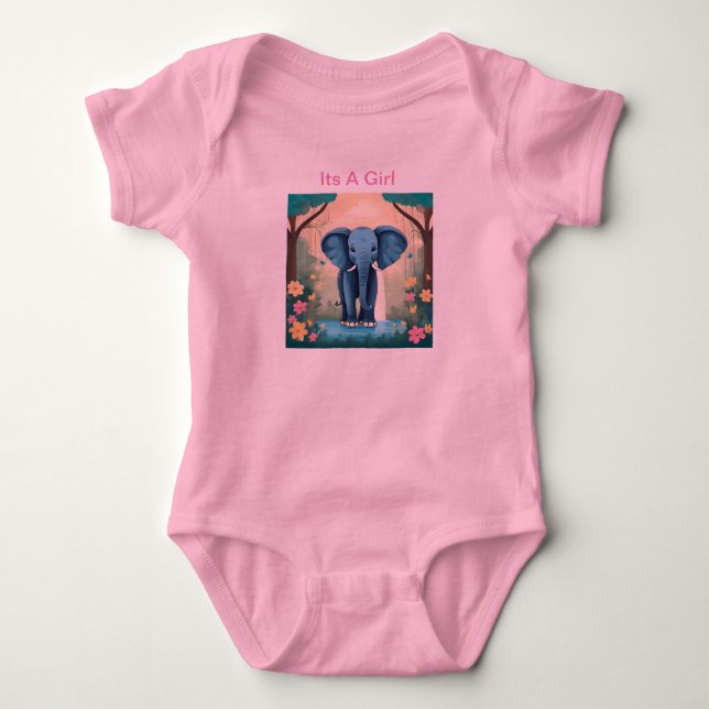 A Girl Blue Baby Elephant. T Shirt (Framsida)