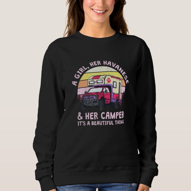 A Girl her Havanese and her Camper Havanese Cuban T Shirt (Framsida)
