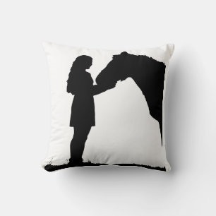 A Girl & Her Horse Kärlek Silhouette Art Kudde