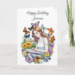 A Girl, Journal, Butterflies Personlig Birthday Kort
