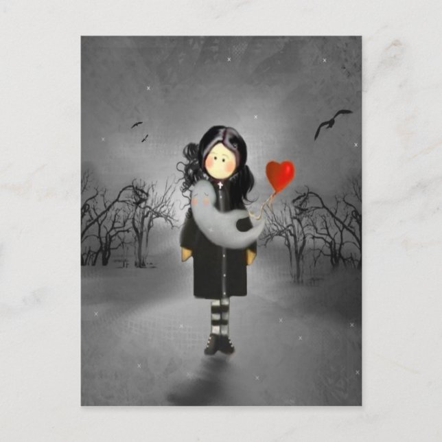 A Girl och Ghost Vykort (Framsida)