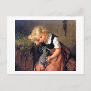 A Girl och hennes Bunny Vykort