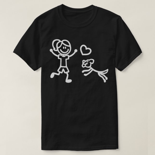 A Girl och Hennes Hund Stick figur T Shirt (Design framsida)