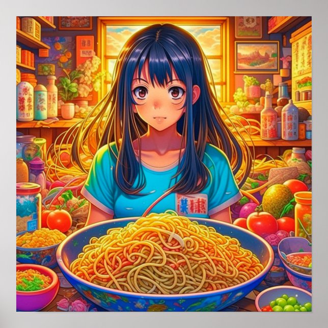 A Girl och hennes Ramen Anime Poster (Framsidan)