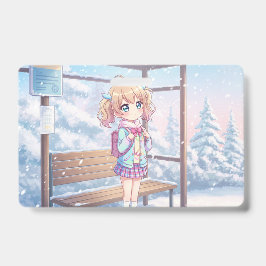 A Girl Waiting for a Bus in the Snow