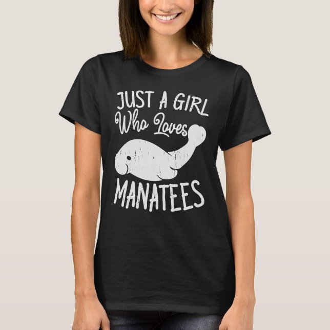 A Girl Who Love Sea Ocean Cow Manatees  Girls T Shirt (Framsida)