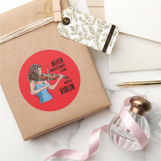 A Girl with a Violin Sticker Runt Klistermärke