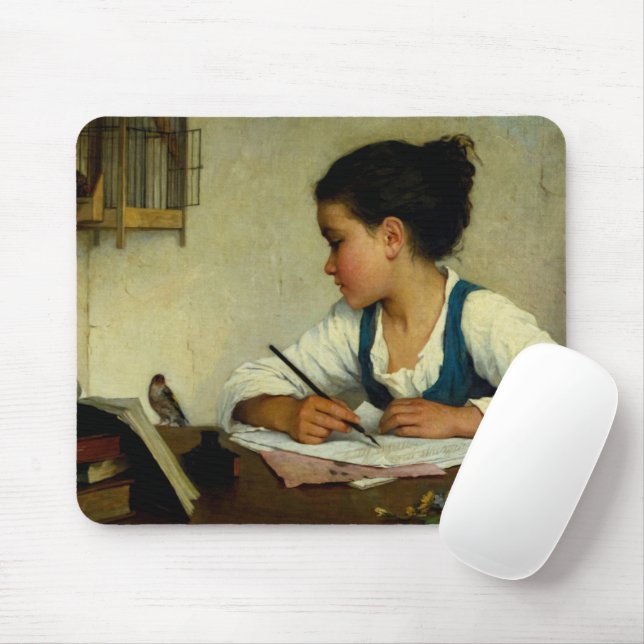 A Girl Writing, Pet Goldfinch av Henriette Browne Musmatta (Med mus)