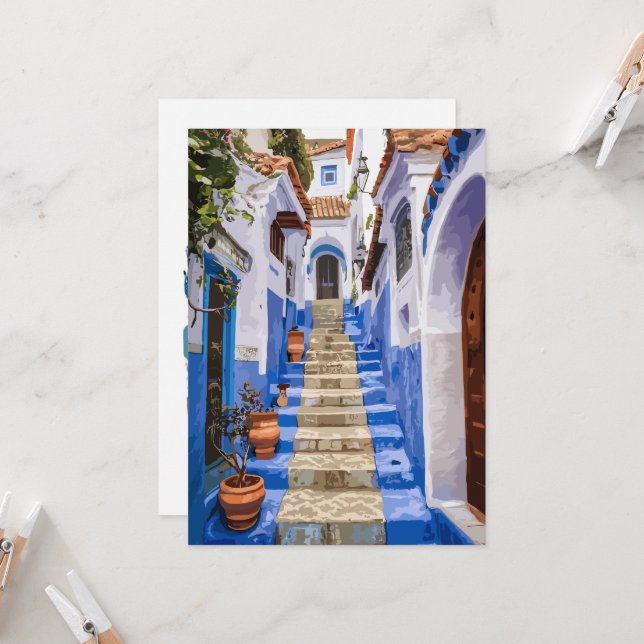 A Glimpse Back: Chefchaouen's Vintage Treasures Inbjudningar (Fram/Back In Situ)