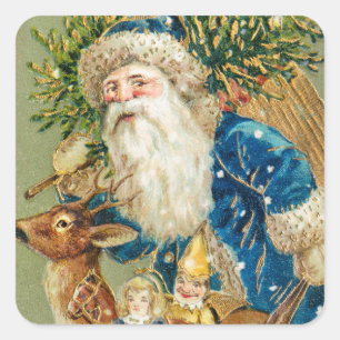 A God jul från (ca 1900-talet), Vintage Stil Fyrkantigt Klistermärke