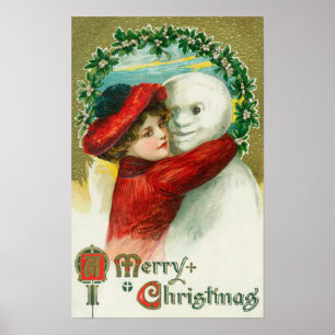 A God jul Hugger Snögubbe Scene Poster