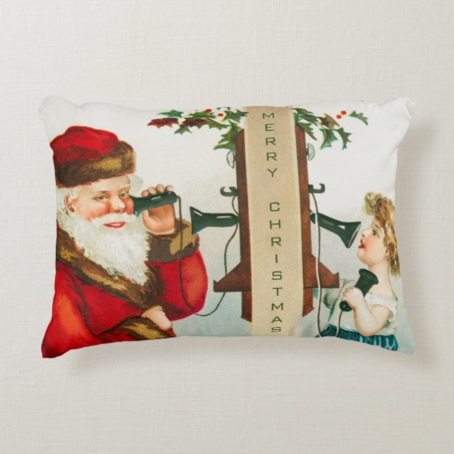 A God jul Jultomten av Ellen Clapsaddle Prydnadskudde (Framsidan)