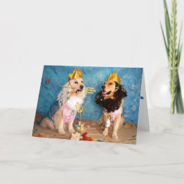 A Golden Poseidon och Triton Birthday Kort