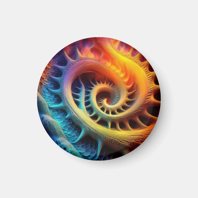 A Golden Spiked mandelbrot Set Fractal Magnet (Framsidan)