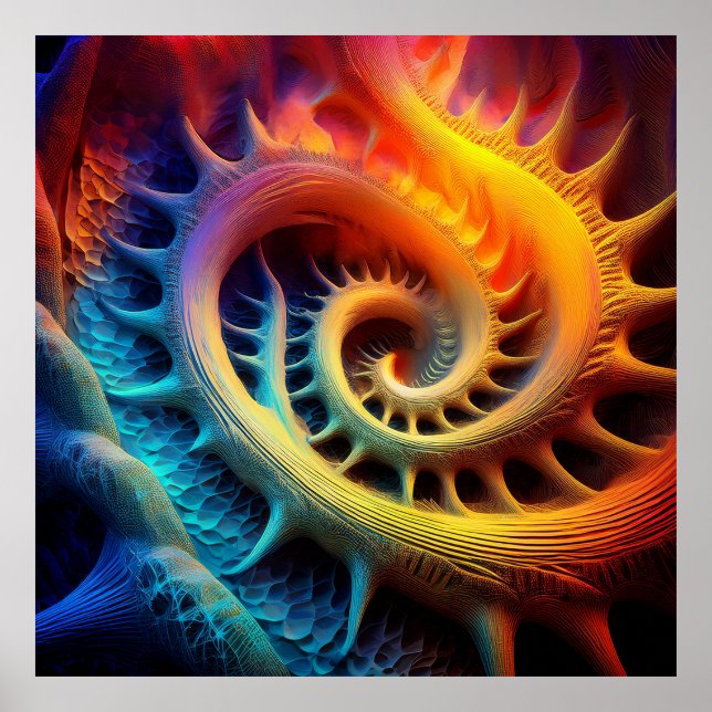 A Golden Spiked mandelbrot Set Fractal Poster (Framsidan)