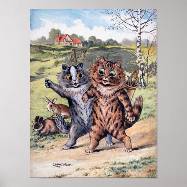 A Golfing Match, Louis Wain Poster (Framsidan)