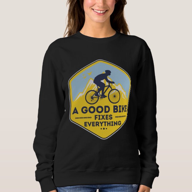A GOOD BIKE FIXES EVERYTHING  Fun Cyclist Bicycle T Shirt (Framsida)