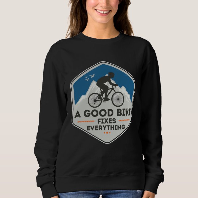 A GOOD BIKE FIXES EVERYTHING  Fun Cyclist Bicycle  T Shirt (Framsida)
