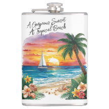 A Gorgeous Sunset At Tropical Beach, Vacation,