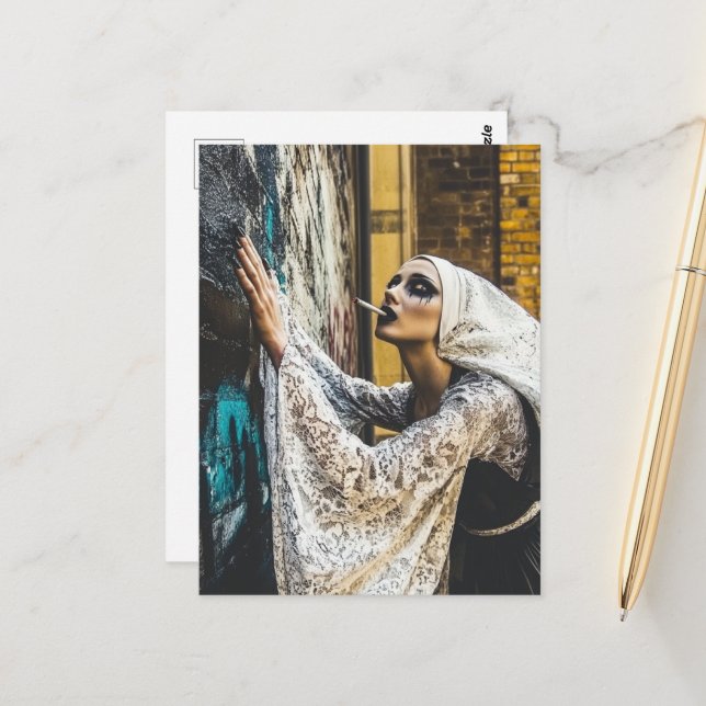 A Goth Nun Vykort (Fram/Back In Situ)