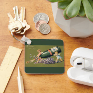 A Gott nytt år, Vintage Änglar med champagne Nyckelring