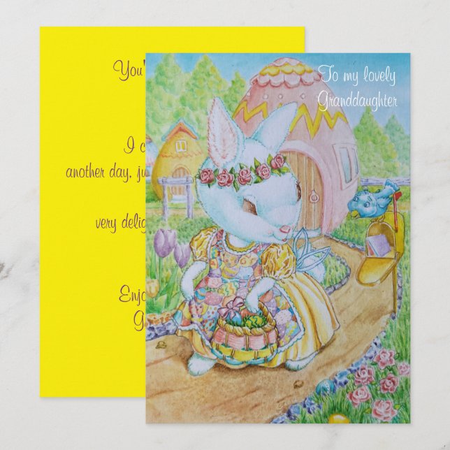 A GRANDDAUGHTER'S PERSONALIZED EASTER CARD  JULKORT (Fram/baksida)