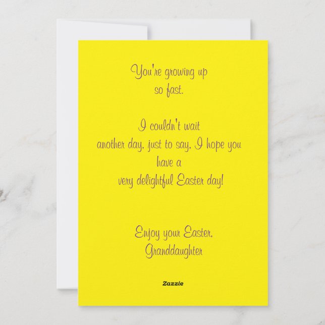 A GRANDDAUGHTER'S PERSONALIZED EASTER CARD  JULKORT (Baksida)