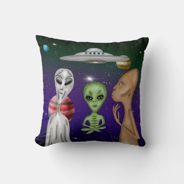 A Grått, Little Grönt, Anunnaki Alien Teckning Kudde (Framsida)