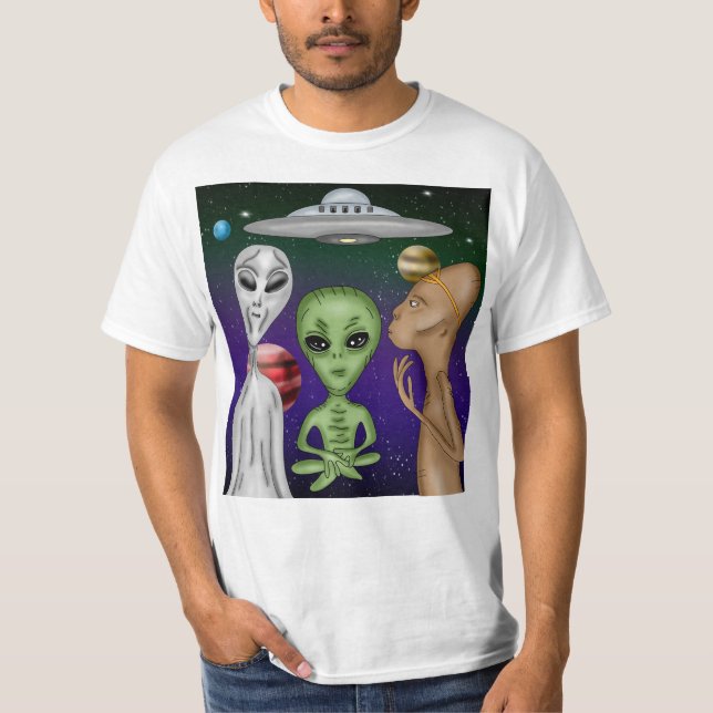 A Grått, Little Grönt, Anunnaki Alien Teckning T Shirt (Framsida)
