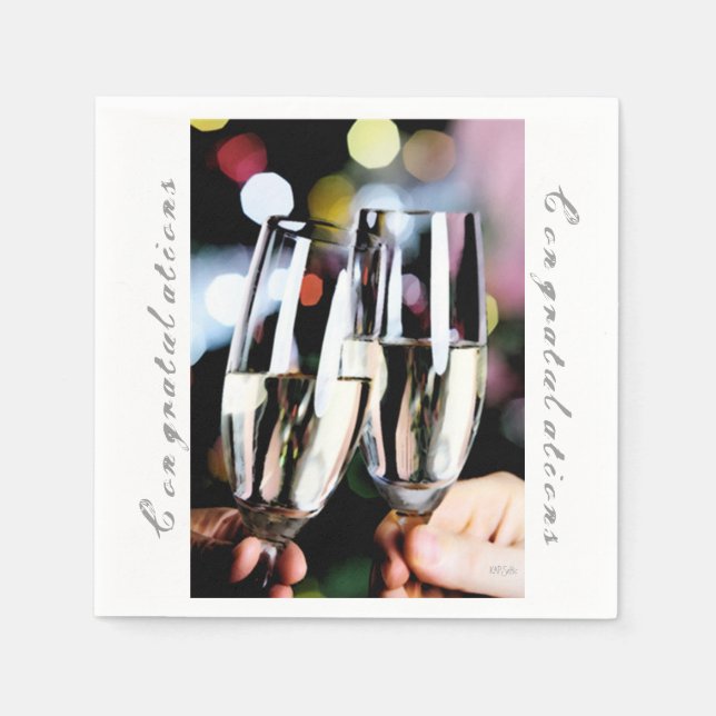 A Grattis Champagne Glass Toast Pappersservett (Framsidan)