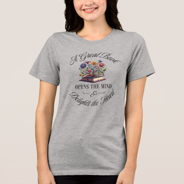 A Great Book Delights Floral  T Shirt (Framsida)