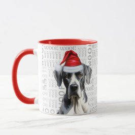 A Great dane Santa on Woof Background Mugg