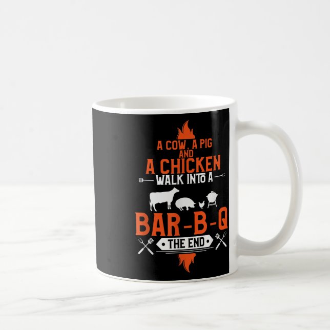 A Gris A Chicken och Cow Funny Bbq Joke Kaffemugg (Höger)