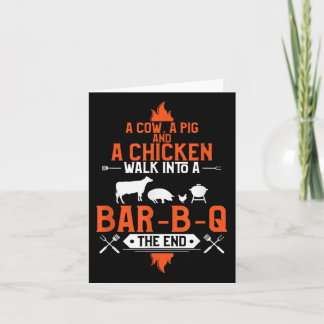 A Gris A Chicken och Cow Funny Bbq Joke Kort
